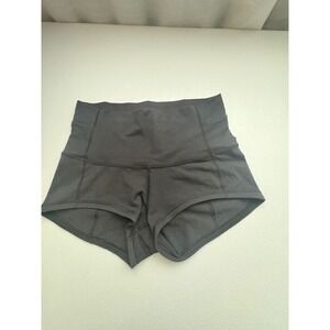 Rare Lululemon Womens Black‎ High Rise Running Workout Shorts Size 8
